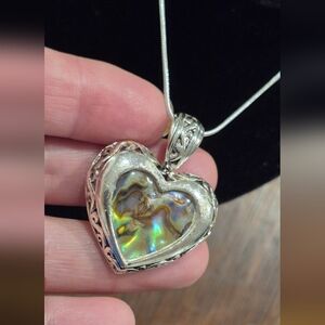 Butterfly Wing Heart Pendant & Sterling Chain Necklace